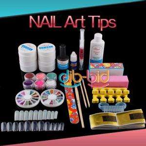   French Nail Art UV Gel Acrylic Glue Powder Tips Kit Set #7  