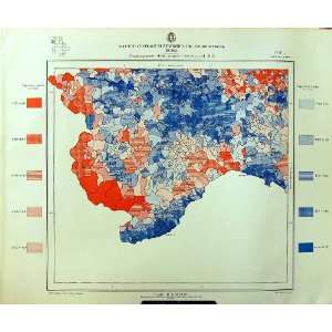   1933 Colour Map Italy Statistics Spezia Land Ownership