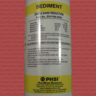 PHSI Pure Water Technology EN1100 001 Sediment Filter  