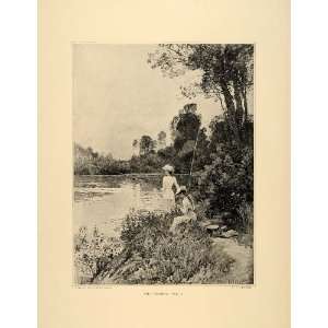  1896 M. Le Liepvre Fishing Party Women Pond Fish 