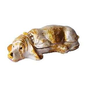  Sleeping Hound Dog Box Swarovski Crystals 24K Gold Jewelry 