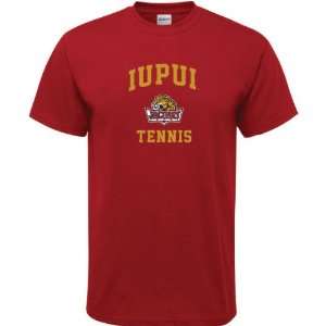  IUPUI Jaguars Cardinal Red Tennis Arch T Shirt: Sports 