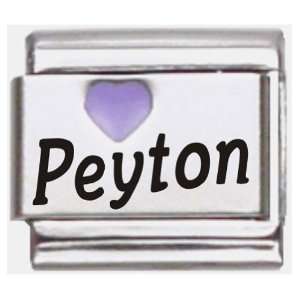  Peyton Purple Heart Laser Name Italian Charm Link Jewelry
