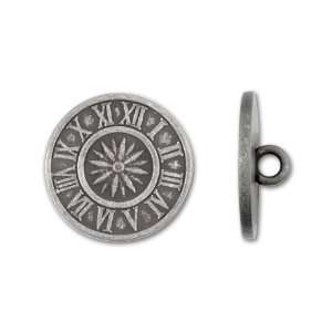  22.5mm Antique Silver Roman Numeral Clock Round Button 