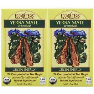 Eco Tea Organic Yerba Mate Unsmoked Green Energy, 24 ct, 2 pk