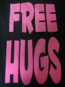 FREE HUGS T SHIRT Cool Hot Pink Logo Love Funny T Shirt  