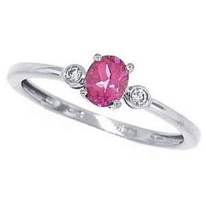  0.32ct Pink Topaz Diamond Three Stone Ring in 10Kt White 