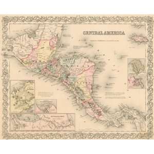  Colton 1855 Antique Map of Central America Office 