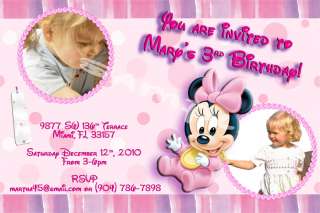 Baby Minnie Mouse Custom Birthday Invitation YOU PRINT!  