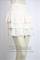    White Layd Womens Tiered Velvet Cute Mini Skirt. Elastic Waistband