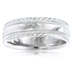  Platinum Antique Style Wedding Band Ring: Jewelry