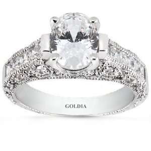    2.00 Ct. Antique Style Oval Diamond Engagement Ring: Jewelry