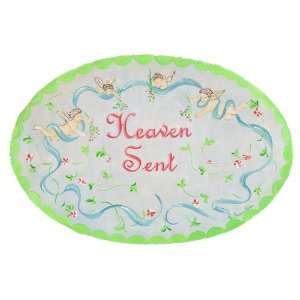    The Kids Room Heaven Sent with Angels Oval Wall Plaque Baby