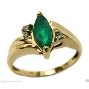  Colombian Emerald Marquise & Diamond Ring .60cts 