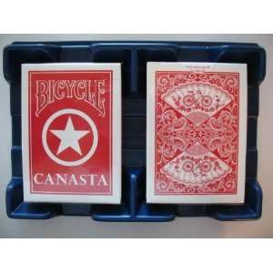 Bicycle Canasta 2 Decks Red Playing Cards with Blue Card Tray  