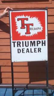 Vintage Old Rare Triumph Motorcycle Dealer Metal Advertising Display 