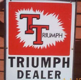Vintage Old Rare Triumph Motorcycle Dealer Metal Advertising Display 