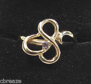 NATURAL ALEXANDRITE ROUND CUT STYLIZED SWIRLED LOOPS 14K GOLD RING 