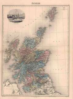 SCOTLAND: Vignette of Edinburgh. Antique Map 1891  
