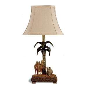   Camel Palm Tree Table Desk Lamp w/Fabric Lamp Shade: Home Improvement