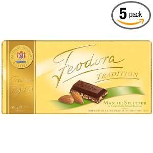 Feodora Milk with Almond Pieces, 3.5 Ounce (Pack of 5):  