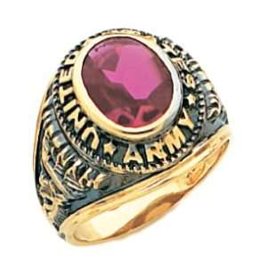   United States US Army Vietman Military Open Back Ring Red Stone (Size