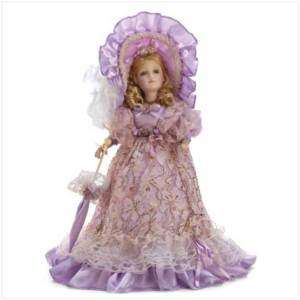 Porcelain Doll Lavender Lace Lady 22 1/2 Inch Parasol  