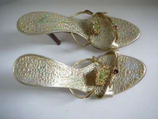 EXQUISITE VICINI SLIPPERS SHOES 36 6 MADE IN ITALY GOLD  
