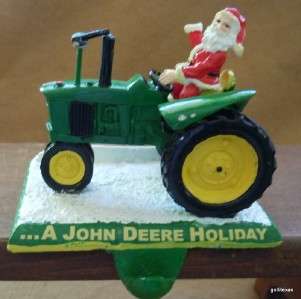 John Deere Stocking Holder Cold Cast Resin Hand Painted Tractor 4 