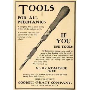  1908 Ad Goodell Pratt Mechanic Tools Greenfield Mass 