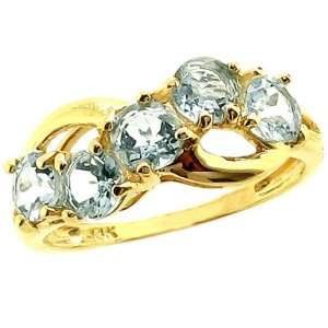  Gold Round Gemstone Infinity Ring Aquamarine, size5 diViene Jewelry