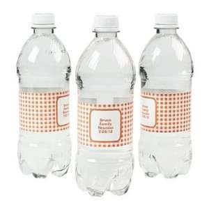 Personalized Orange Gingham Water Bottle Labels   Tableware & Bottle 