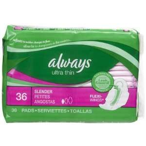 Always Ultra Thin Slender Pads with Wings Unscented 36 ct (Quantity of 