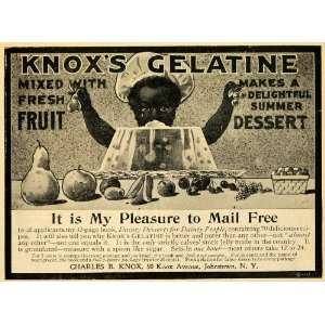 1900 Ad Knoxs Gelatin Fruit Dessert Black Americana   Original Print 