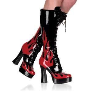  Devil Flame Lace Platform Boots Fancy Dress Size US 9 