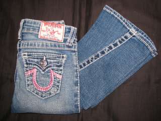 Girls True Religion Joey RARE Pink Rainbow Stretch jeans size 7 EUC 