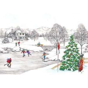  USGA Winter Golf Cabin Scene Christmas Card Health 