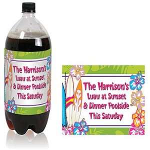  Tropical Surf Personalized Soda Bottle Labels   Qty 12 