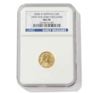 2008 W $5 Gold Buffalo Coin MS70 NGC Early Release Sports 