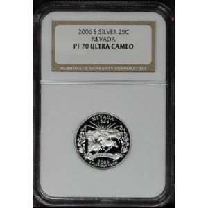 2006 S SILVER 25 CENT NEVADA NGC PROOF 70 ULTRA CAMEO UNCIRCULATED 