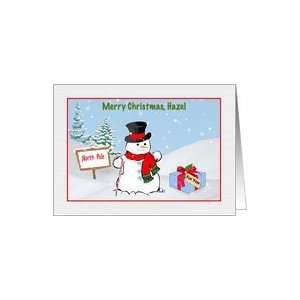  Christmas Card for Hazel with Snowman Card Health 