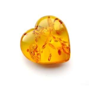   Amber Heart Shaped Gemstone Unusual Interesting Present Jewelry