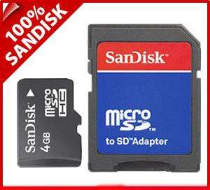 Sandisk 4GB Micro SD TransFlash microSDHC Card w Adapters Kit for 