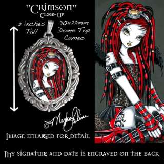 Cyber Goth Tattoo Angel CAMEO PENDANT Fairy Crimson CU  
