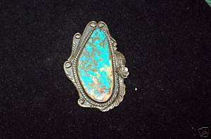 ANGELA LEE Signed Native American S S Turquoise Pendant  