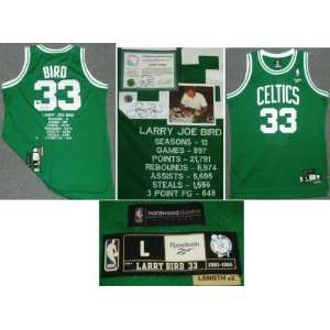  Larry Bird Boston Celtics Autographed Embroidered Stats 
