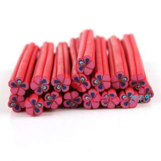 60 Red Flower Nail Art Fimo Polymer Clay Canes Rod Stick Decoration 