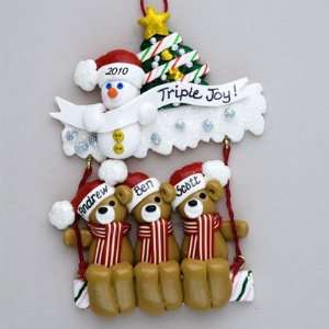  Personalized Triplets Christmas Ornament: Home & Kitchen