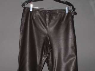 Moda International Brown Leather Womans Pants Size 10  
