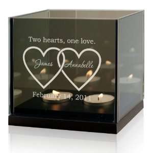  Double Heart Personalized Tea Light Candle Holder 